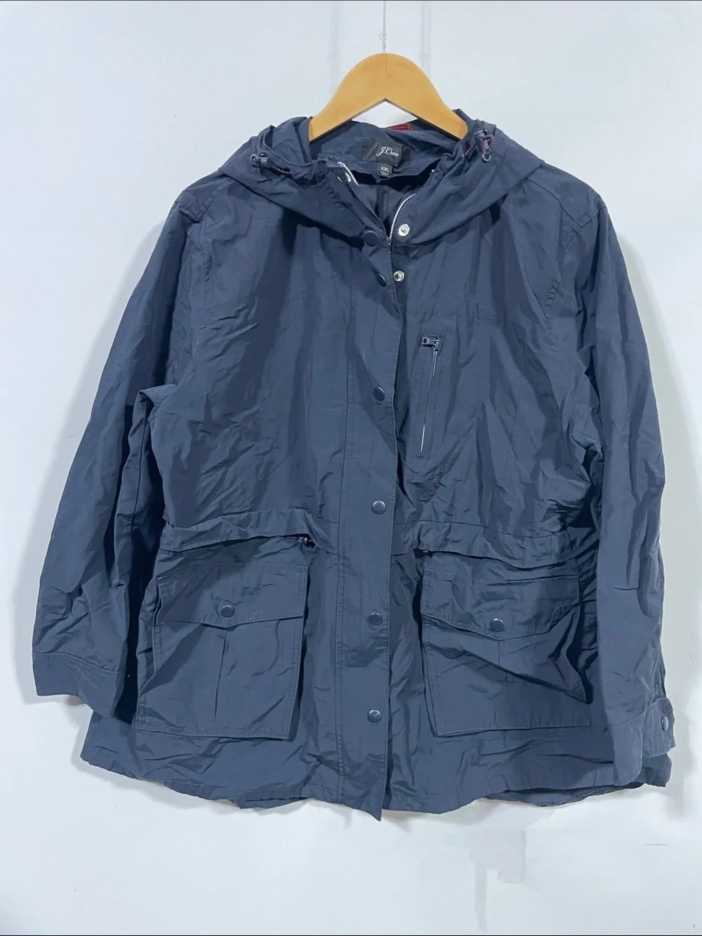 J. Crew Navy Hooded Raincoat
